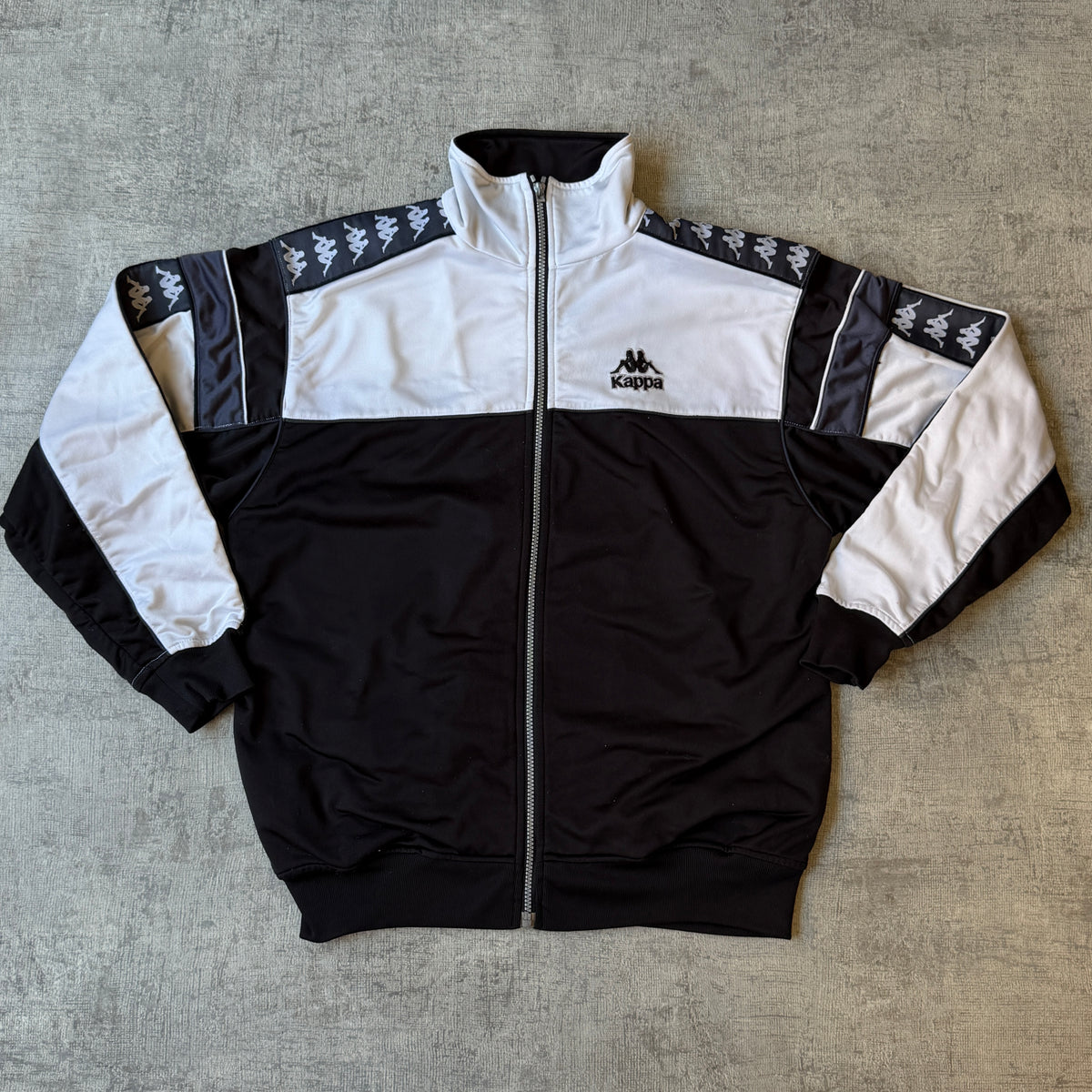 Vintage Kappa Track Jacket Size M Mens Black White Full Zip          -A39