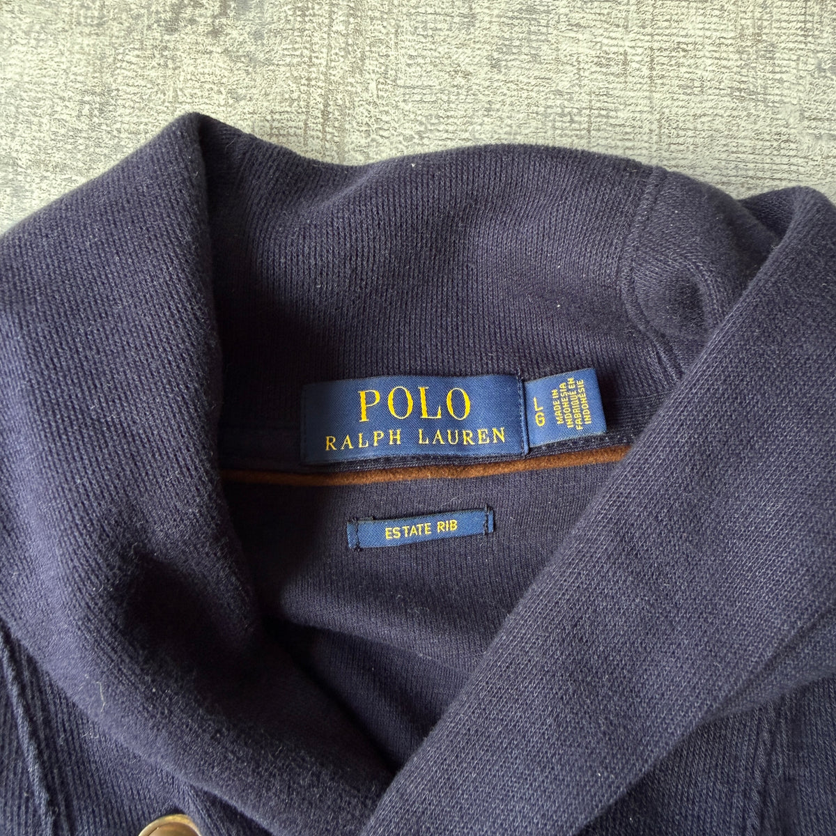 Polo Ralph Lauren Mens Sweater Size L Mens Navy Shawl Collar               -D28
