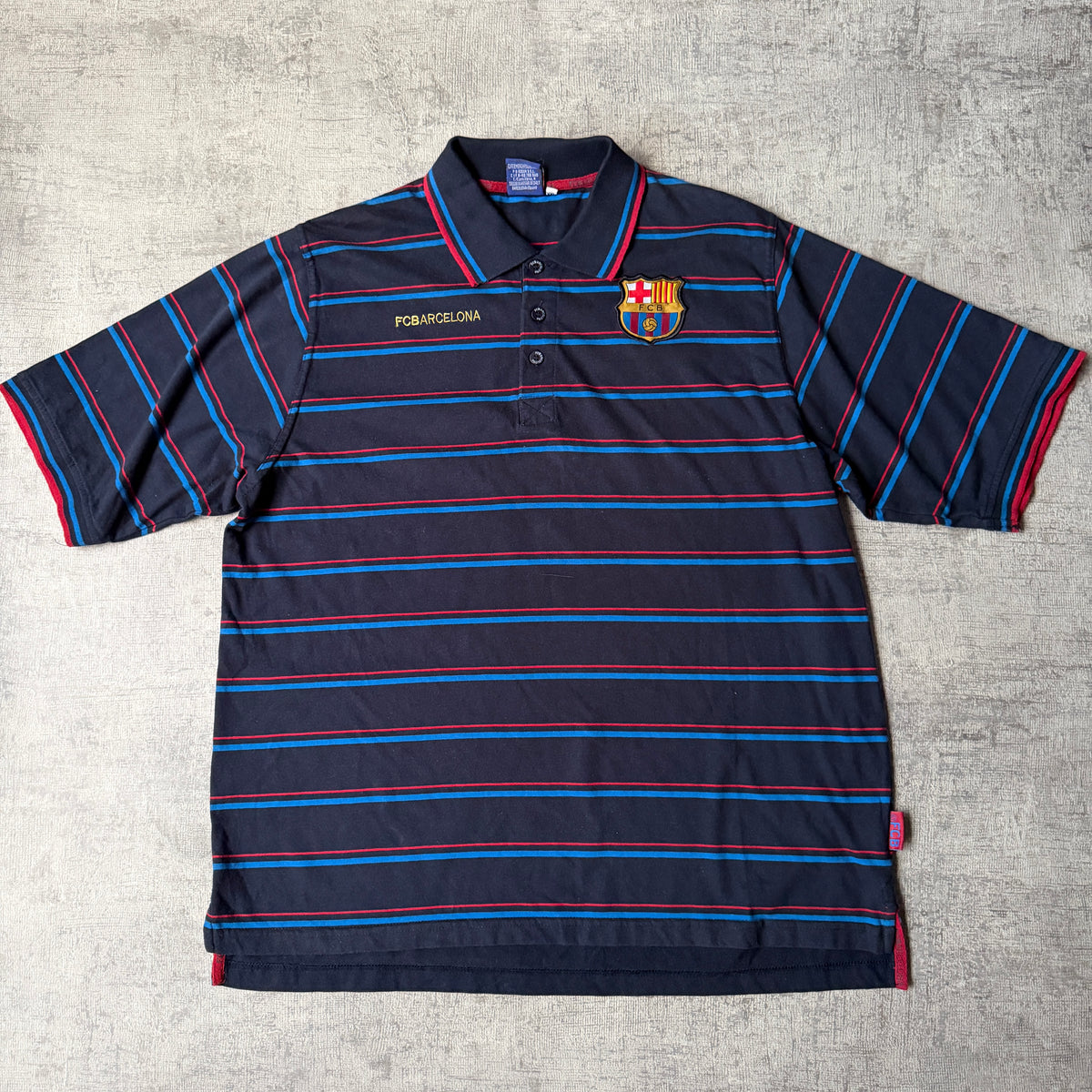 FC Barcelona Navy Striped Polo Shirt Size XXL Mens short Sleeve                   -F39