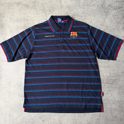FC Barcelona Navy Striped Polo Shirt Size XXL Mens short Sleeve                   -F39