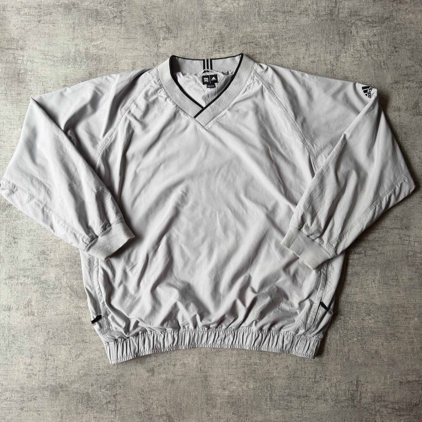Vintage Adidas Windbreaker Pullover Size 2XL Mens Light Grey V-Neck                 -F30