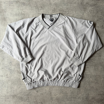 Vintage Adidas Windbreaker Pullover Size 2XL Mens Light Grey V-Neck                 -F30