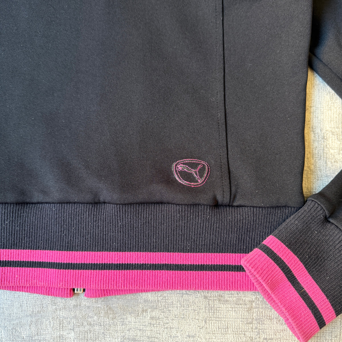Puma Womens Y2K Hooded Track Jacket Size M Black Pink Full Zip          -A42