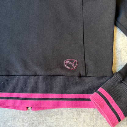 Puma Womens Y2K Hooded Track Jacket Size M Black Pink Full Zip          -A42