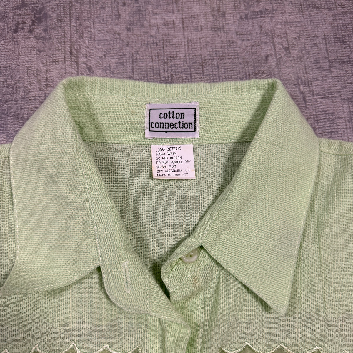 Vintage Cotton Connection Pastel Green Cropped Button Up Shirt Size L           -I2