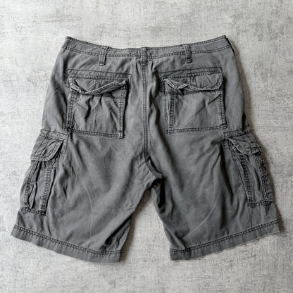 Footlocker Y2K Baggy Grey Cargo Shorts Size 36 Mens W' Drawstring               -D11