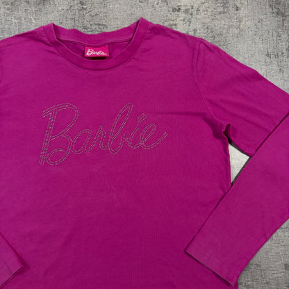 Barbie Pink Y2K Bejeweled Top Size Fits M-L Womens Long Sleeve          -I35