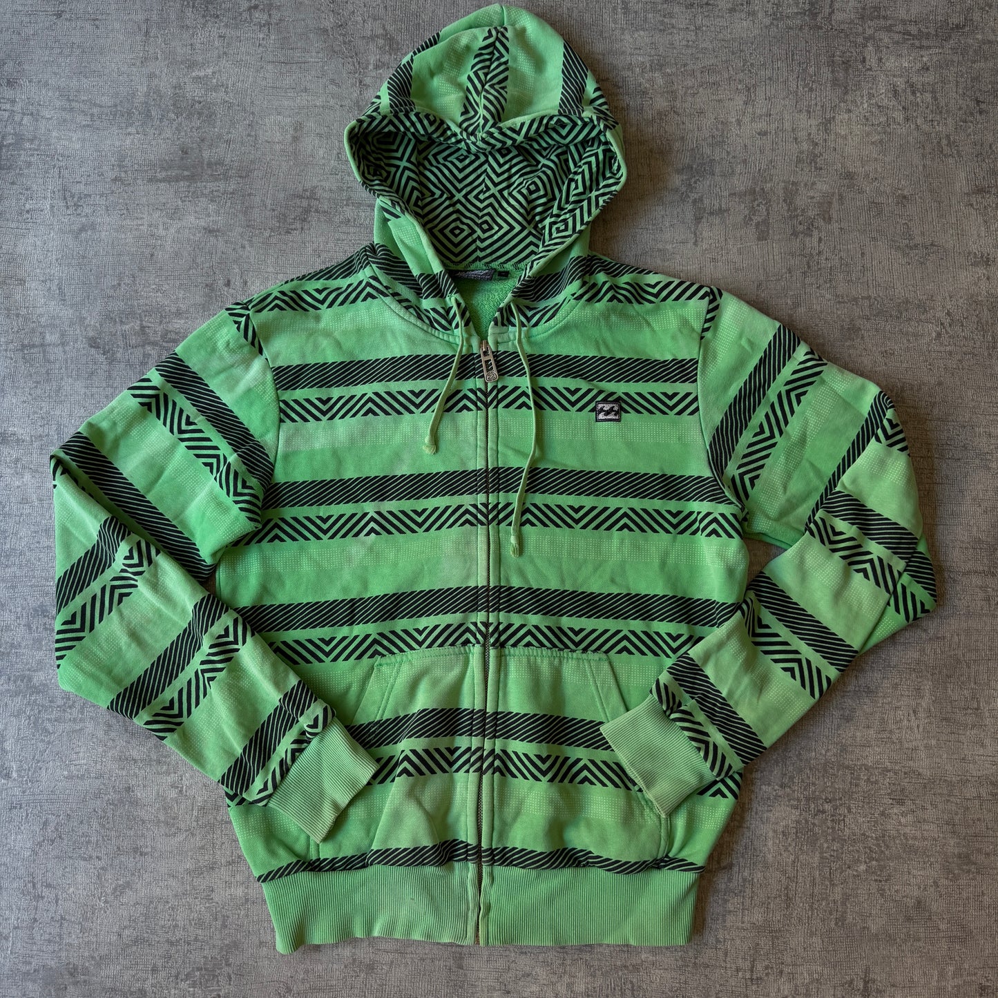 Billabong Y2K Green Graphic Zip Hoodie Size S Mens     -A8