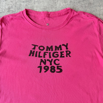 Tommy Hilfiger NYC 1985 Y2K Womens Pink Long Sleeve Top Size Fits L-XL                   -E55