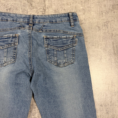 Wakee Womens Vintage Low Rise Flare Jeans Size 8 Blue Denim       -I13