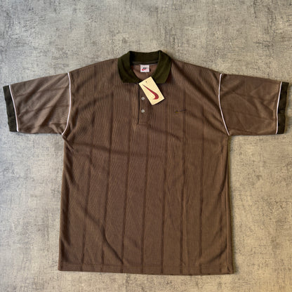 Nike Vintage Brown Polo Shirt Size L/XL Mens Deadstock Top                 -D65