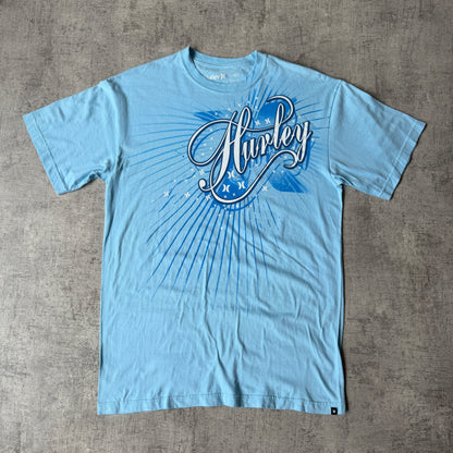 Hurley Y2K Graphic T Shirt Size L Mens Light Blue Surf Tee       -A21