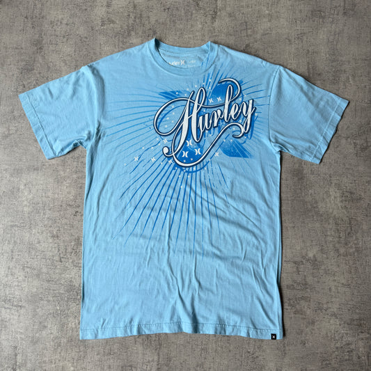 Hurley Y2K Graphic T Shirt Size L Mens Light Blue Surf Tee       -A21