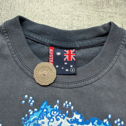 Vintage Surfer Roo Baby Tee Size 8Y Fits XS Womens Navy Top      -A32