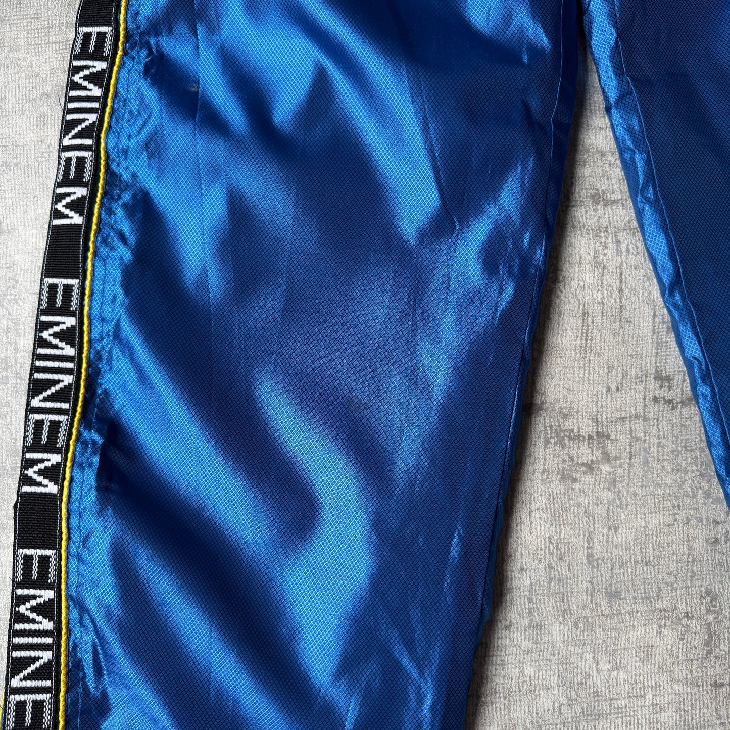 EMINEM Y2K Baggy Track Pants Size S Blue Black Elastic Waist              -C3