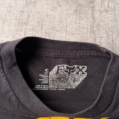 FOX Racing Y2K Graphic T-Shirt Size S Mens Black Yellow Tee                -B12