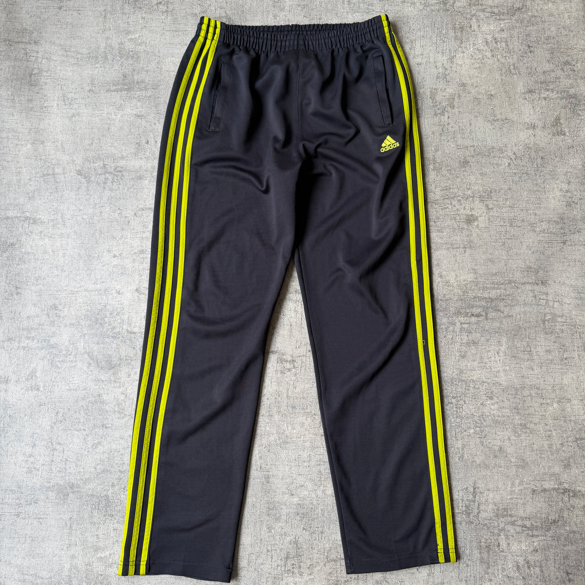 Adidas Y2K Track Pants Fits Like Size M Black/Yellow              -B39