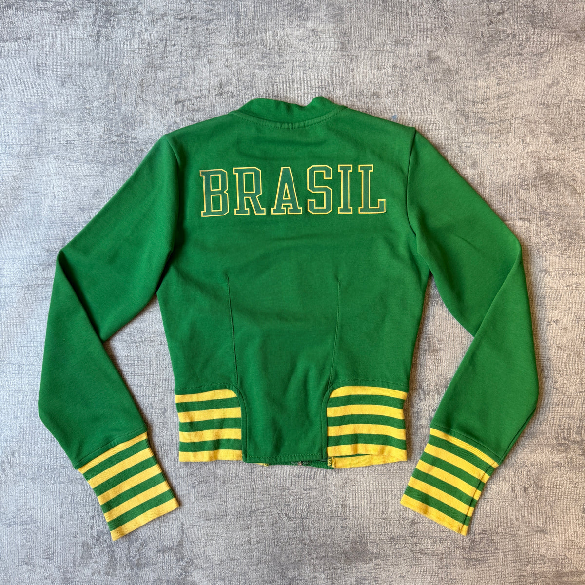 Brazil Puma Y2K Womens Track Jacket Size XS Green Yellow Fitted                -B44