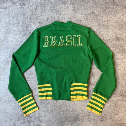 Brazil Puma Y2K Womens Track Jacket Size XS Green Yellow Fitted                -B44