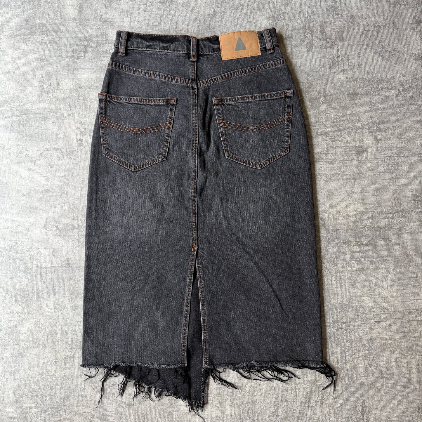 Jag Womens Black Denim Maxi Skirt Size 6 Back Split            -D14