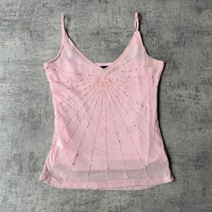 Tightrope Y2K Pink Sequin Cami Top Size 8 Womens            -C48
