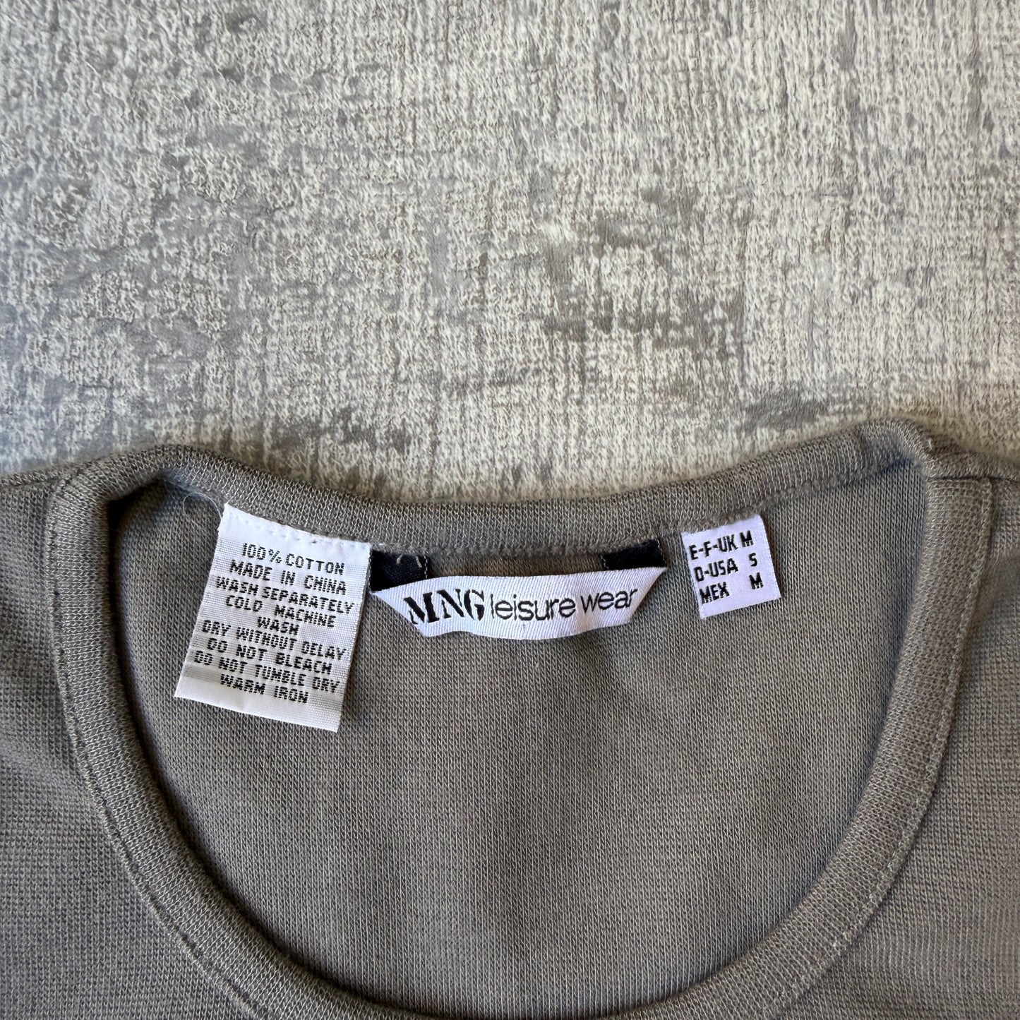 MNG Leisure Wear Khaki Womens Top Size M Long Slim Fit            -D41