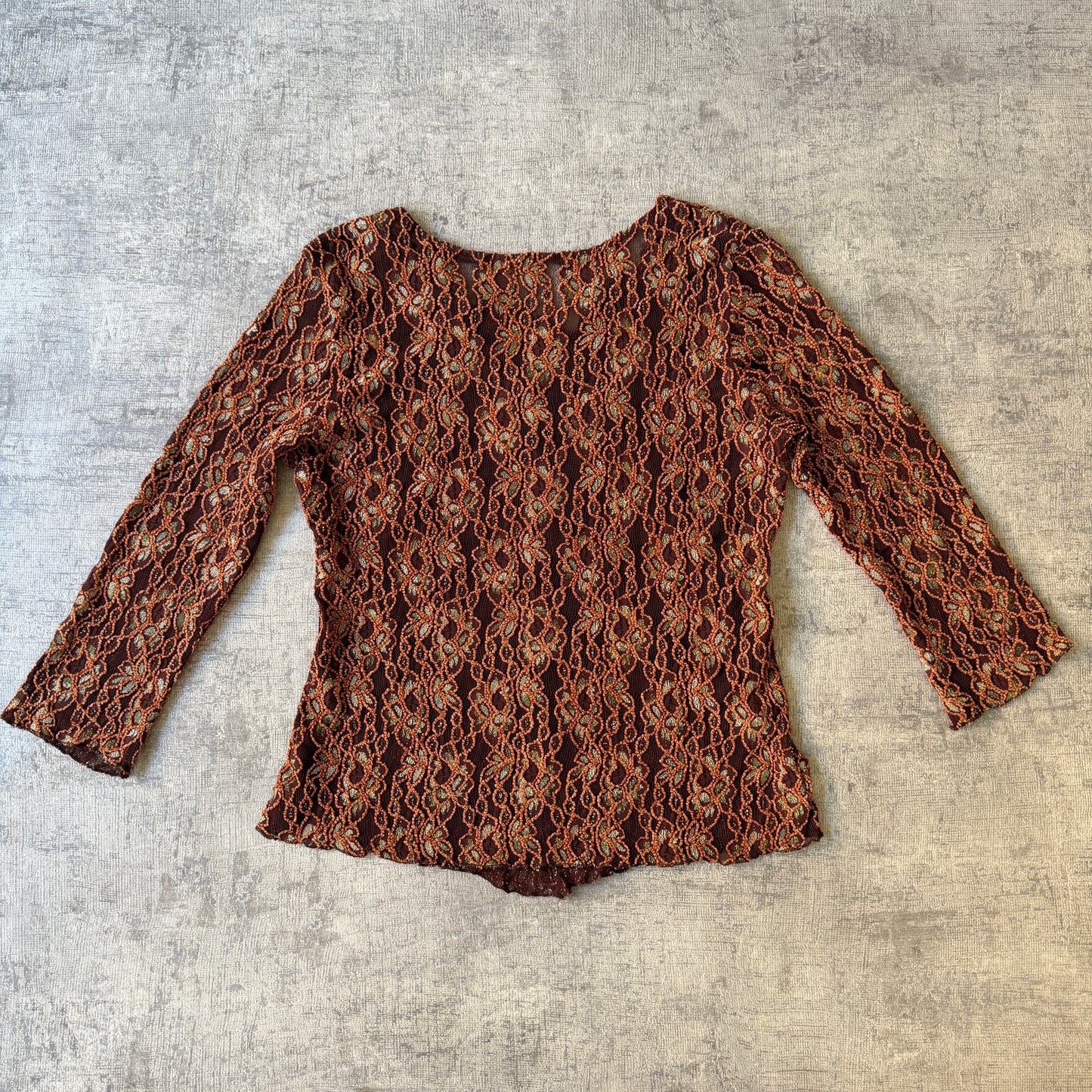 Womens Y2K Brown Lace Blouse Top Fits Size M Womens                     -E53