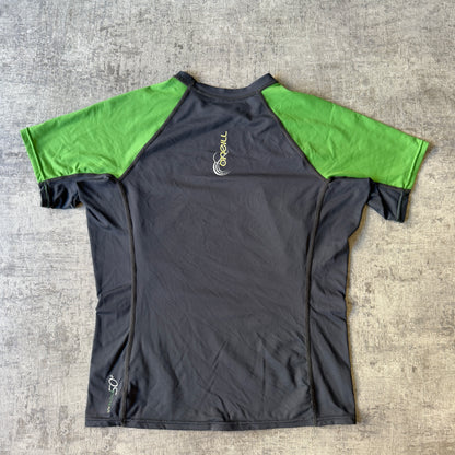 Vintage O'Neill Grey Green Womens Baby Tee Size XL Rash Vest            -D35