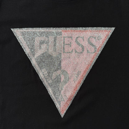GUESS Womens Y2K Sparkle Top Size M Womens Black Fitted Tee           -B27