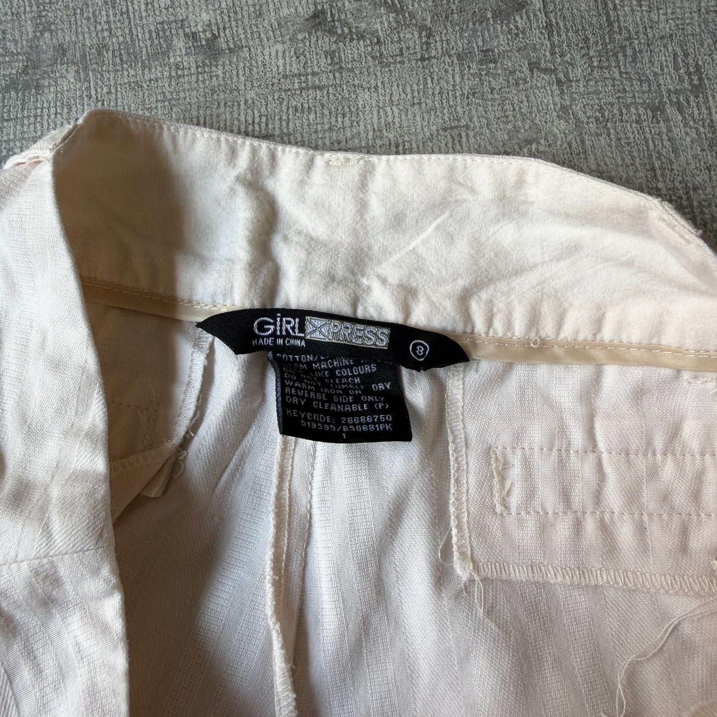 Girl Express Low Rise Y2K Dress Pants Size 8 Womens Cream Straight           -B32