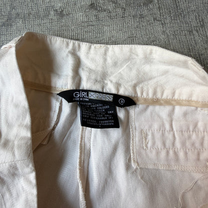 Girl Express Low Rise Y2K Dress Pants Size 8 Womens Cream Straight           -B32