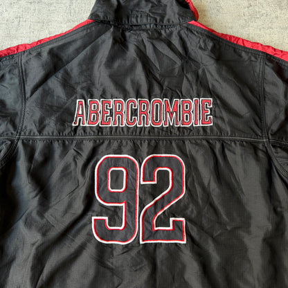 Abercrombie & Fitch Track Jacket Size L Black Red Y2K Windbreaker                  -F34