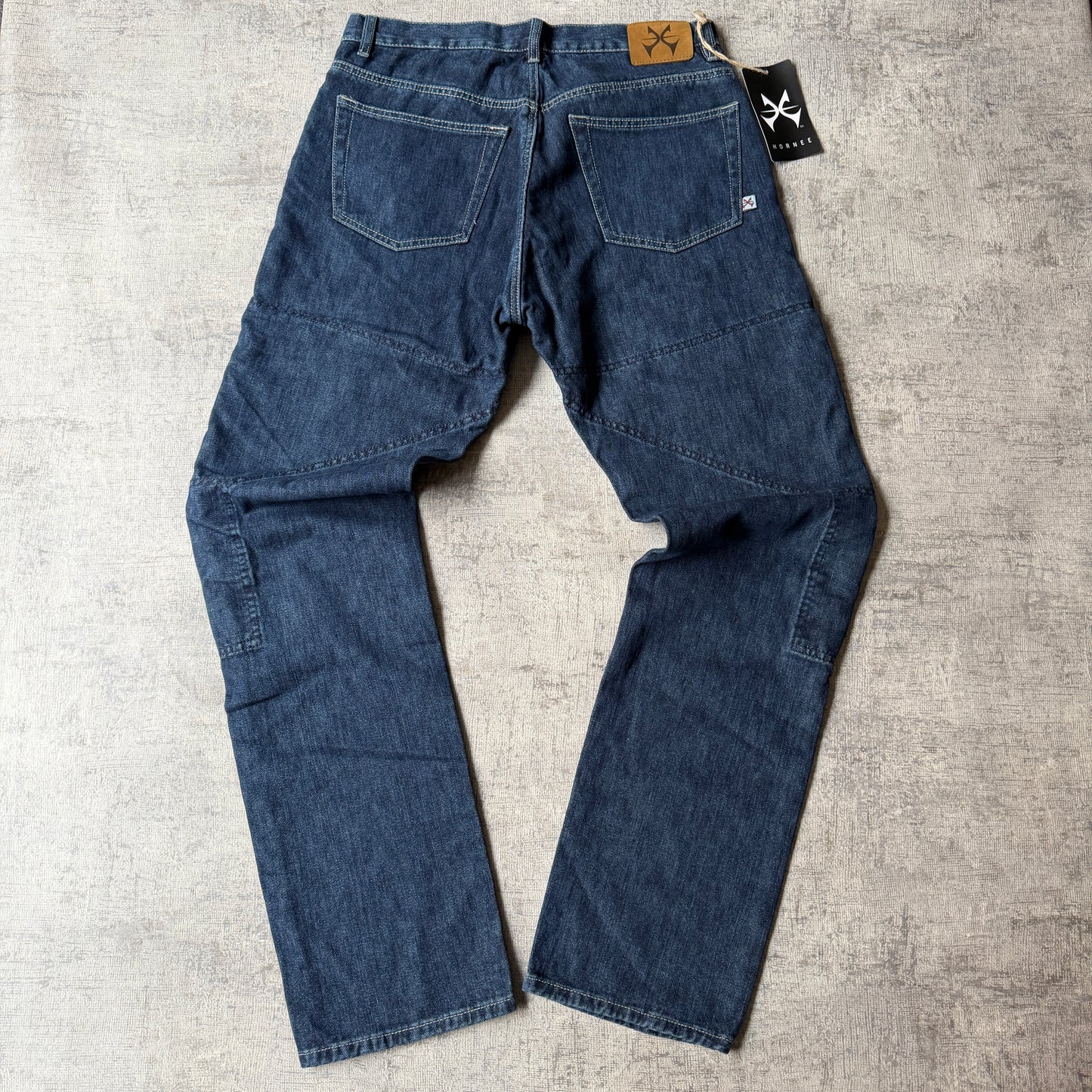 Hornee Y2K Deadstock Motorcycle Jeans Size 30 Dark Blue Denim Straight Leg NWTs         -H11