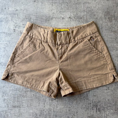 Y2K Womens Cargo Mini Shorts Size S Tan Pants "Teenie Weenie"         -A45