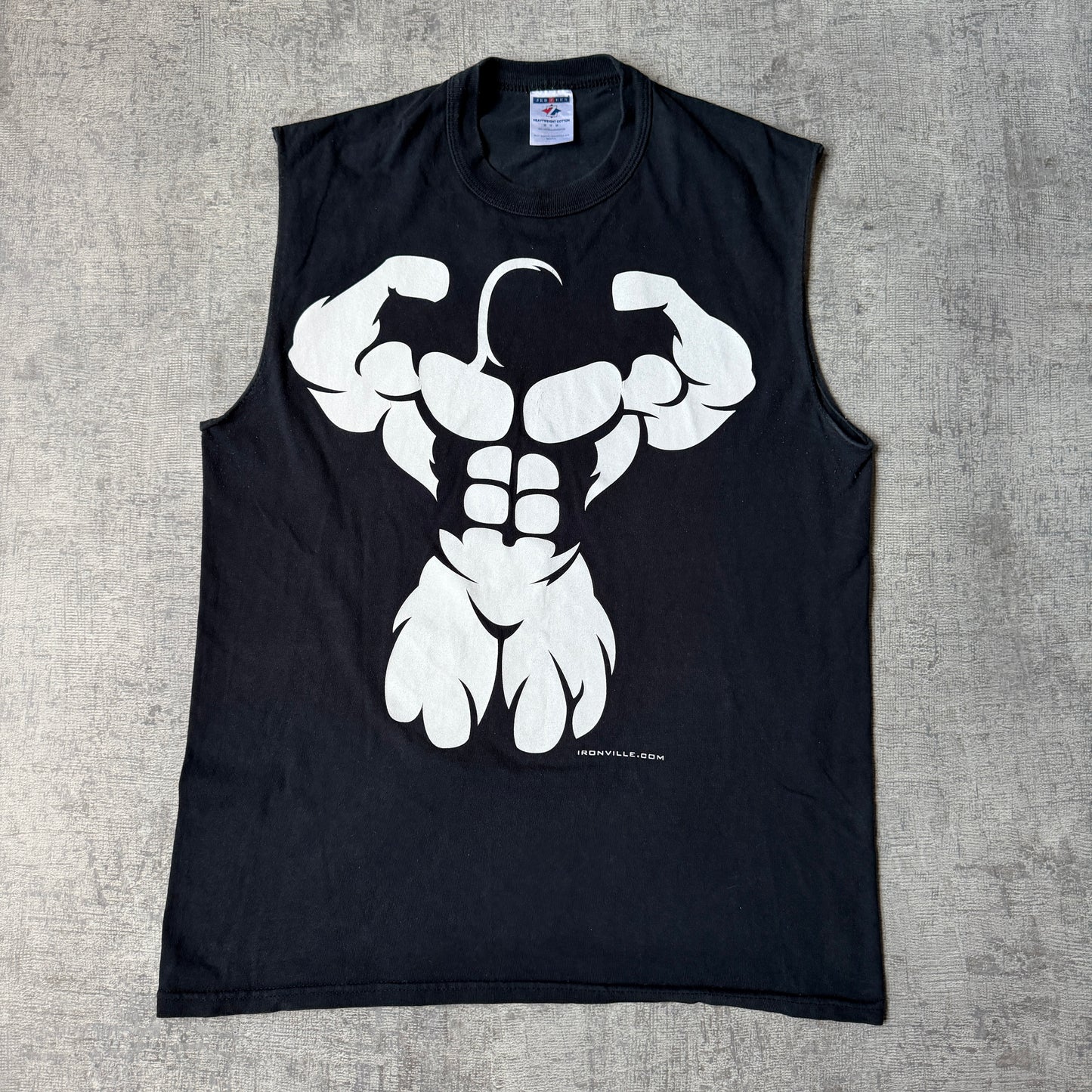 Ironville Vintage Gym Singlet Size M Mens Black Graphic         -G36