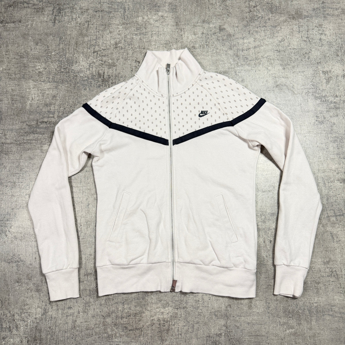Nike Y2K Track Jacket Size L Womens White Black Dotted                -D21