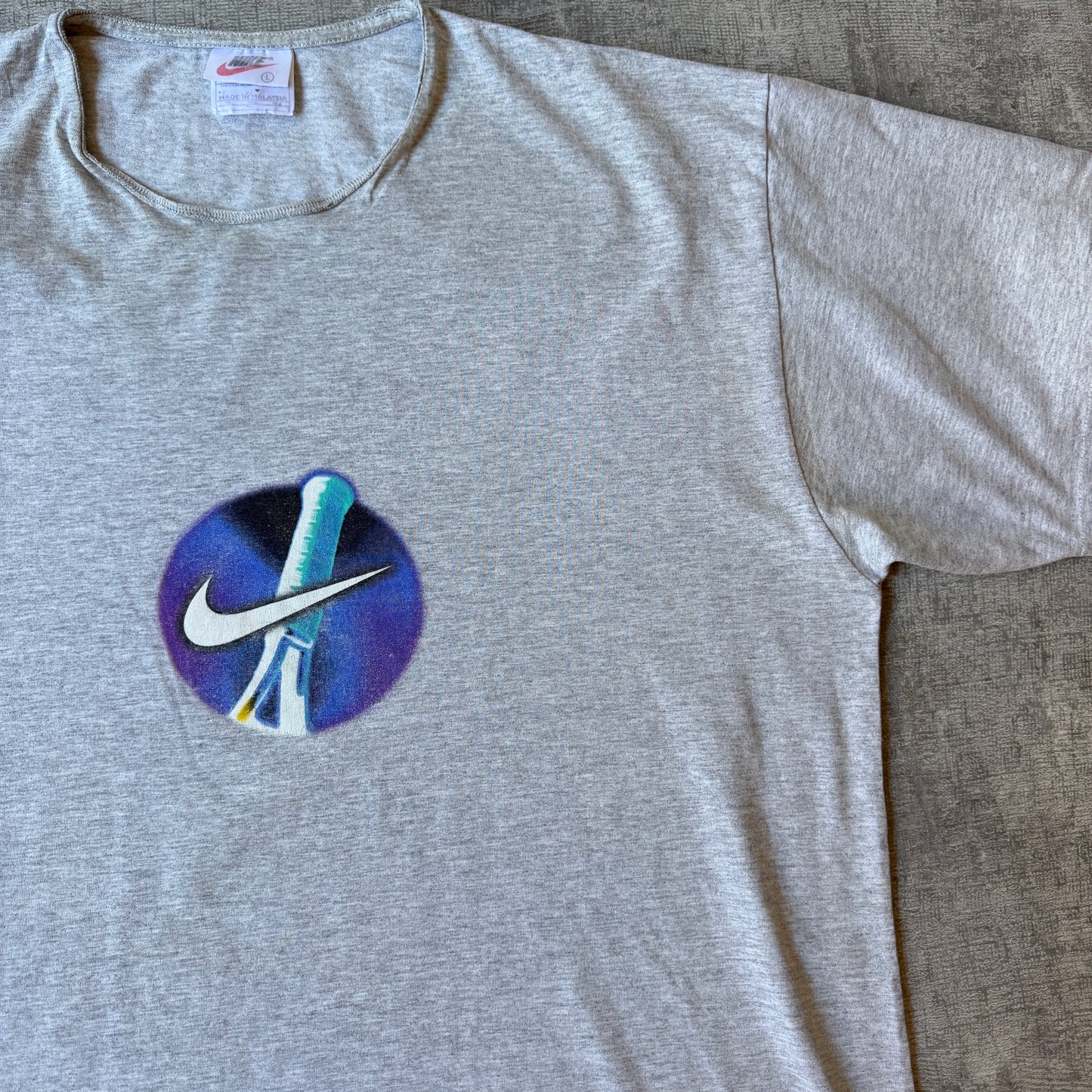 Vintage Nike Tennis T-Shirt Size L Mens Grey Tee Top         -H41