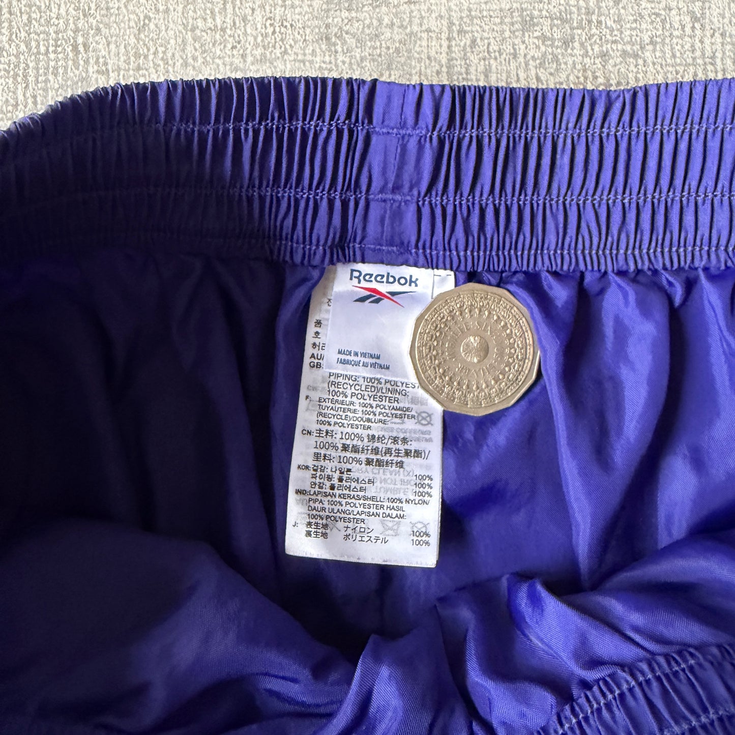 Reebok Baggy Y2K Track Pants Size S Blue/ Yellow Adjustable Ankles                -F12