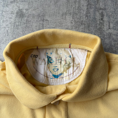 Andy Warhol Pastel Yellow Polo Shirt Size L Mens Gun Man Graphic             -C33