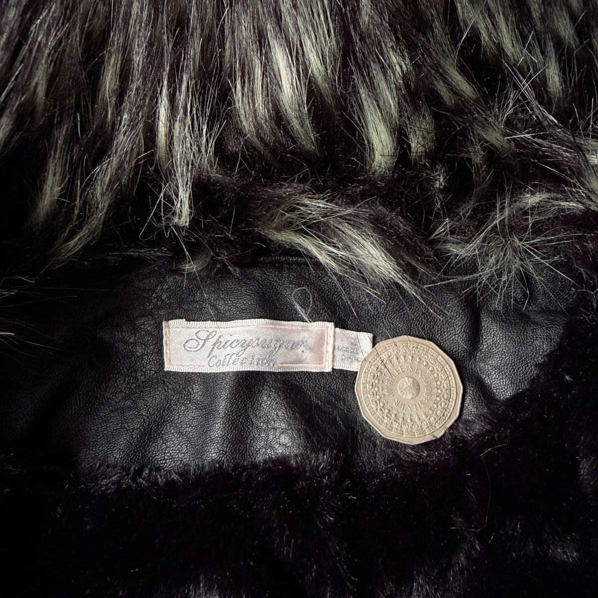 Spicysugar Y2K Womens Black Faux Leather/ Fur Jacket Size 12         -G32