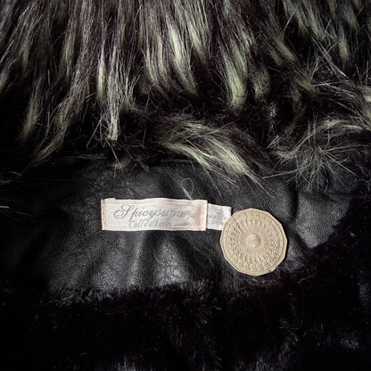 Spicysugar Y2K Womens Black Faux Leather/ Fur Jacket Size 12         -G32