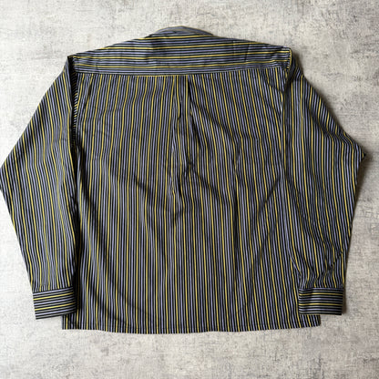 Polo Ralph Lauren Cropped Button Up Fits Size L-XL Mens Yellow Purple Pinstripe                 -F13