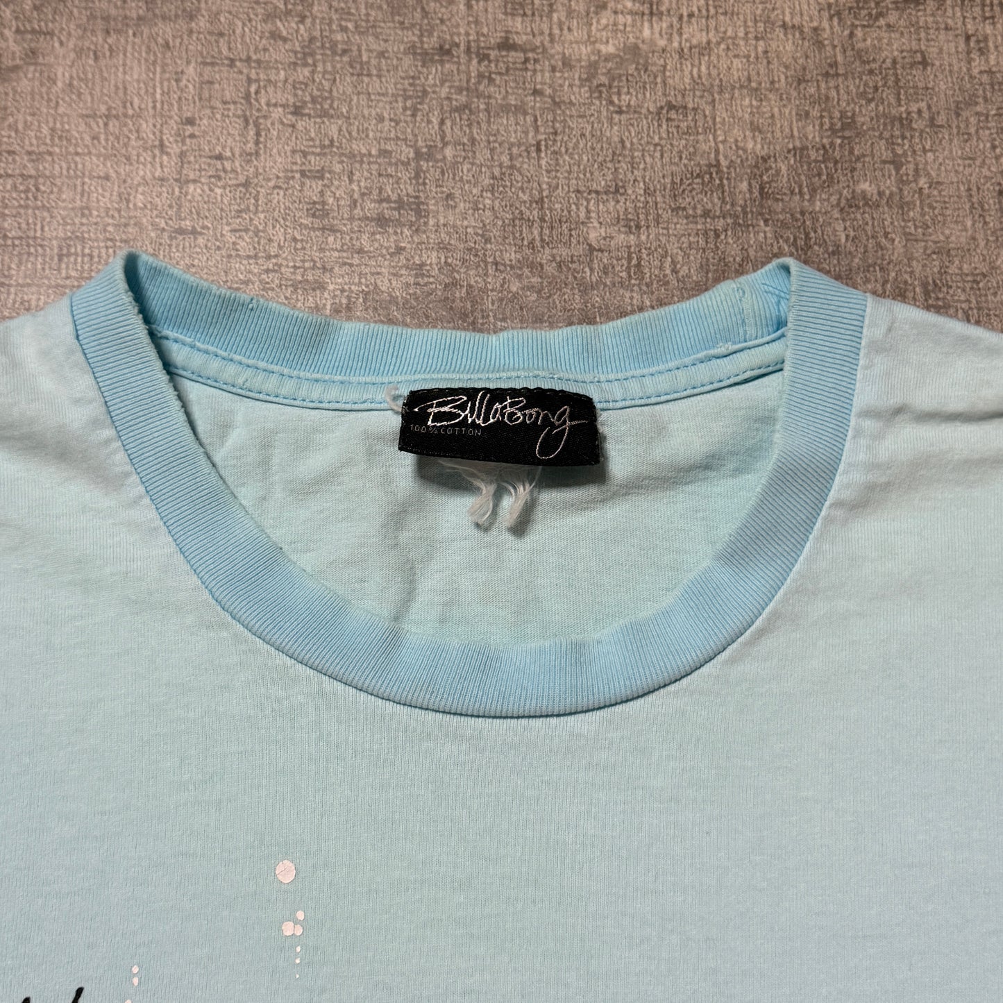 Billabong Y2K Pastel Blue Script Graphic T-Shirt Size Fits M-L Mens              -F47
