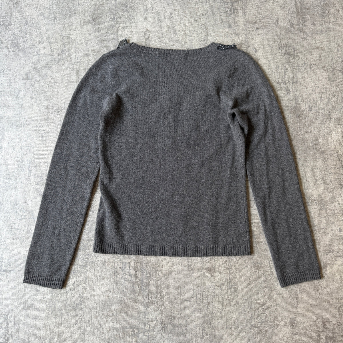 Max Mara Weekend Grey 100% Cashmere Swester Size S Womens Silk Trim         -H69