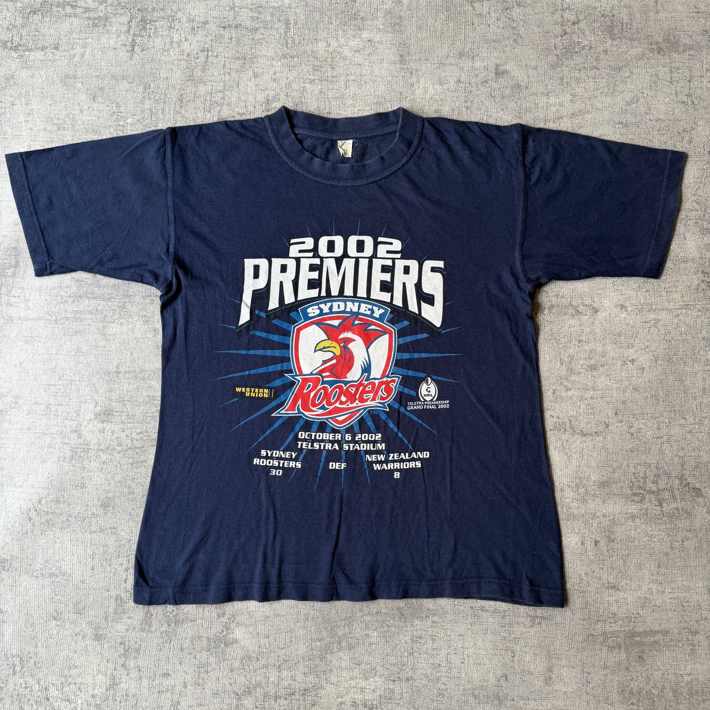 Sydney Roosters 2002 NRL Premiers Vintage Graphic T-Shirt Size S Mens                          -E48