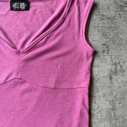 Miss Shop Pink Womens Tank Top Size 10/S V-Neck Singlet        -B26