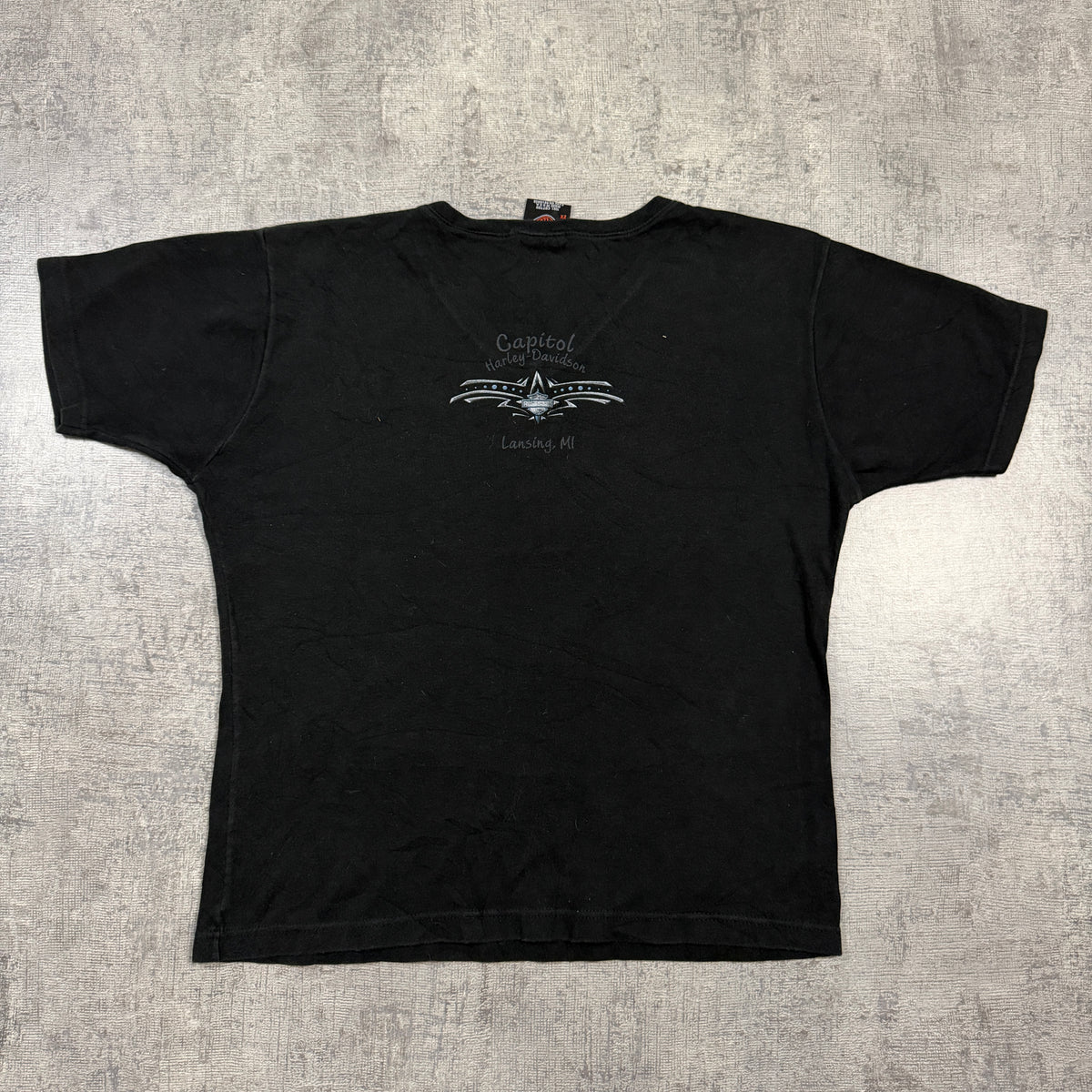 Harley Davidson Womens Y2K Black Heart Top Size 2XL V-Neck Tee       -I39