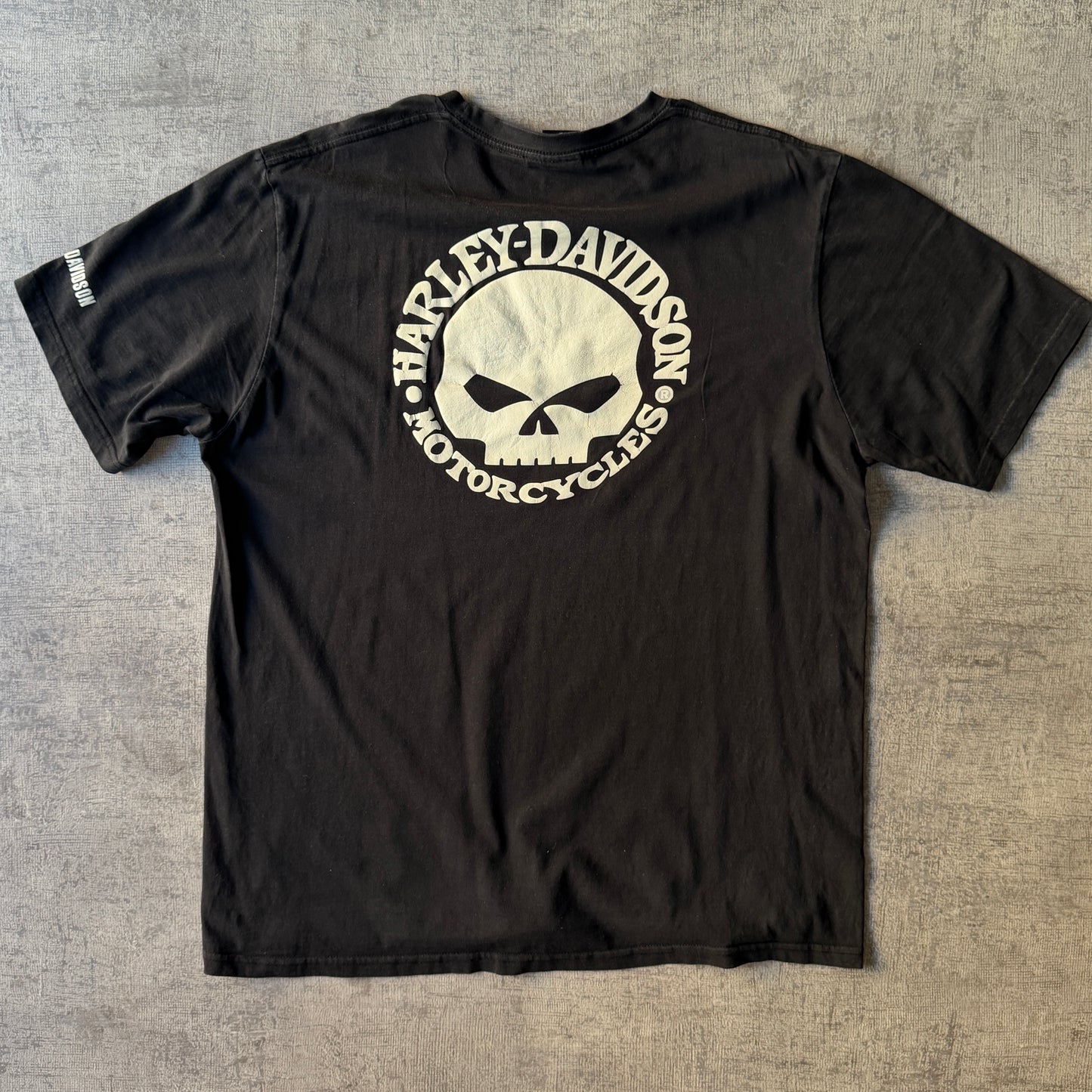 Harley Davidson Black Y2K Skull Graphic T-Shirt Size L Mens Tee                   -D63