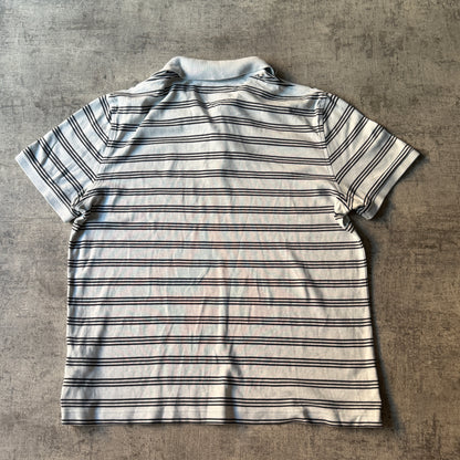 Tommy Hilfiger Mens Striped Polo Shirt Size L Mens Y2K Light Blue         -D55