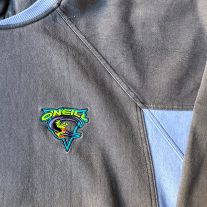 O'Neill Vintage Surf Hoodie Size XL Mens Two Tone Jumper Grey Blue 90's             -B48
